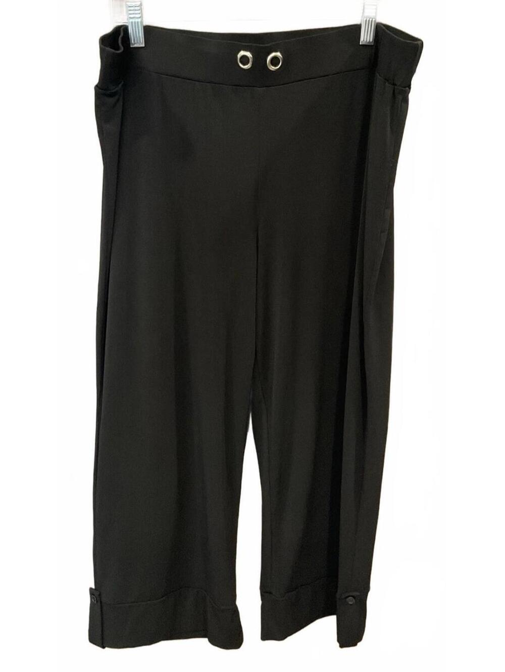 Susan Lawrence Womens Elastic Waist Black Capri Pants Size XL
